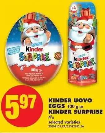 No Frills Kinder uovo eggs offer