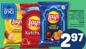 Marché Bonichoix LAY'S (200 g) FORMAT FAMILIAL (220 ou 235 g), CUITES AU FOUR (177 g) CHIPS offer