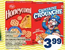 Marché Bonichoix QUAKER OR POST CEREAL*, OATMEAL OR INSTANT OATMEAL offer
