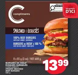 Marché Bonichoix COMPLIMENTS FROZEN SMASHED BEEF BURGERS offer