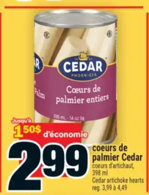 Super C coeurs de palmier Cedar | Cedar artichoke hearts offer
