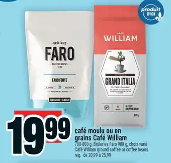 Super C café moulu ou en grains Café William | Café William ground coffee or coffee beans offer