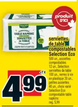 Super C serviettes de table compostables Selection Eco | Selection Eco compostable table napkins offer