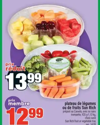 Super C plateau de légumes ou de fruits Sun Rich | Sun Rich fruit or vegetable tray offer
