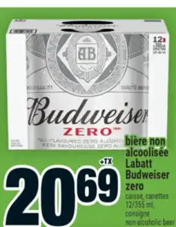 Super C bière non alcoolisée Labatt Budweiser zero | non-alcoholic beer offer