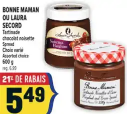 Marché Adonis BONNE MAMAN OU LAURA SECORD |Tartinade chocolat noisette Spread offer