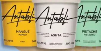 Marché Adonis ANTABLI DESSERT GLACÉ ASHTA, PISTACHE OU MANGUE | ANTABLI ASHTA, PISTACHIO OR MANGO FROZEN DESSERT offer