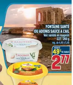 Marché Adonis FONTAINE SANTÉ OU ADONIS SAUCE A L'AIL offer