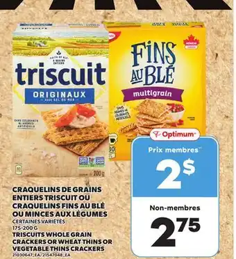 Provigo TRISCUITS WHOLE GRAIN CRACKERS OR WHEAT THINS OR VEGETABLE THINS CRACKERS, 175-200 G offer