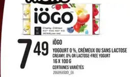 Provigo IÖGO CREAMY, 0% OR LACTOSE-FREE YOGURT, 16 x 100 g offer
