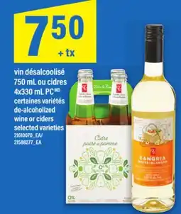 Maxi VIN DÉSALCOOLISÉ 750 ML OU CIDRES 4X330 ML PC | DE-ALCOHOLIZED WINE OR CIDERS offer