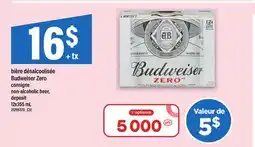 Maxi BIÈRE DÉSALCOOLISÉE BUDWEISER ZERO | NON-ALCOHOLIC BEER, 12X355 ML offer