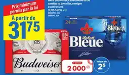 Maxi BIÈRE BUDWEISER, LABATT BLEUE OU 50 CANETTES OU BOUTEILLES, 24X341/355 ML offer