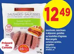 Maxi SAUCISSES, SAUCISSES À DÉJEUNER, GALETTES OU BOULETTES D'AGNEAU MARCANGELO, 600 G-1,4 KG offer