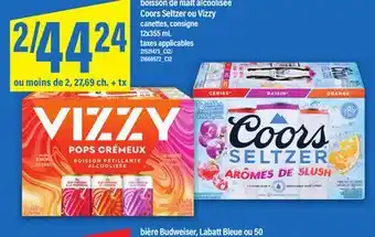 Maxi BOISSON DE MALT ALCOOLISÉE COORS SELTZER OU VIZZY, 12X355 ML offer