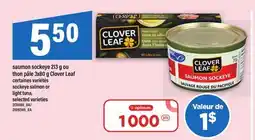Maxi SAUMON SOCKEYE 213 G OU THON PÂLE 3X80 G CLOVER LEAF | SOCKEYE SALMON OR LIGHT TUNA offer