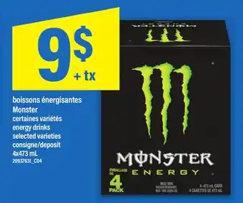 Maxi BOISSONS ÉNERGISANTES MONSTER | ENERGY DRINKS, 4X473 ML offer