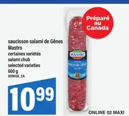 Maxi SAUCISSON SALAMI DE GÊNES MASTRO | SALAMI CHUB, 600 G offer