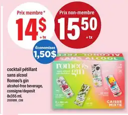 Maxi COCKTAIL PÉTILLANT SANS ALCOOL ROMEO'S GIN | ALCOHOL-FREE BEVERAGE, 8x355 mL offer