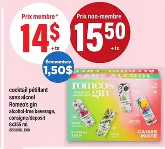 Maxi COCKTAIL PÉTILLANT SANS ALCOOL ROMEO'S GIN | ALCOHOL-FREE BEVERAGE, 8x355 mL offer
