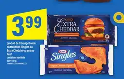 Maxi PRODUIT DE FROMAGE FONDU EN TRANCHES SINGLES | EXTRA CHEDDAR OU SUISSE KRAFT, 390-410 G offer