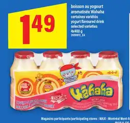 Maxi BOISSON AU YOGURT AROMAISÉE WAHAHA | YOGURT FLAVOURED DRINK, 4x400 G offer