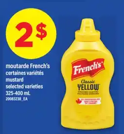 Maxi MOUTARDE FRENCH'S | MUSTARD, 325-400 ML offer