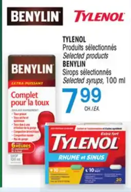 Uniprix TYLENOL Produits sélectionnés/Selected products BENYLIN Sirops sélectionnés/Selected syrups offer