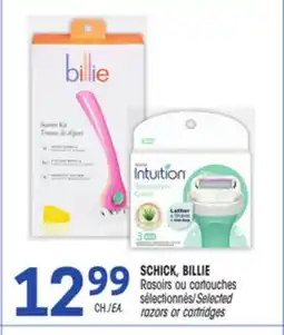 Uniprix SCHICK, BILLIE Rasoirs ou cartouches sélectionnés/Selected razors or cartridges offer