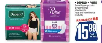 Jean Coutu DEPEND, POISE Pads and incontinence products offer