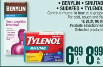 Jean Coutu BENYLIN, SINUTAB, SUDAFED, TYLENOL For cold, cough and flu offer