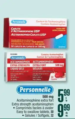 Jean Coutu Personnelle Extra strength acetaminophen, Easy to swallow tablets, 50 offer