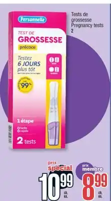 Jean Coutu PERSONNELLE Pregnancy tests offer