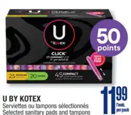 Jean Coutu U BY KOTEX Selected sanitary pads and tampons offer