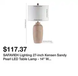 Bed Bath & Beyond SAFAVIEH Lighting 27-inch Kensen Sandy Pearl LED Table Lamp - 14 W x 14 L x 27.5 H offer