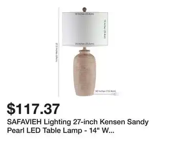 Bed Bath & Beyond SAFAVIEH Lighting 27-inch Kensen Sandy Pearl LED Table Lamp - 14 W x 14 L x 27.5 H offer