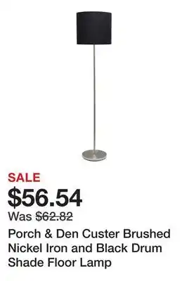 Bed Bath & Beyond Porch & Den Custer Brushed Nickel Iron and Black Drum Shade Floor Lamp offer