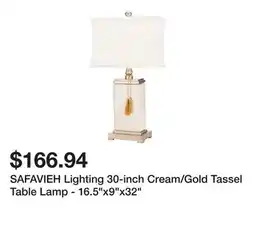 Bed Bath & Beyond SAFAVIEH Lighting 30-inch Cream/Gold Tassel Table Lamp - 16.5x9x32 offer