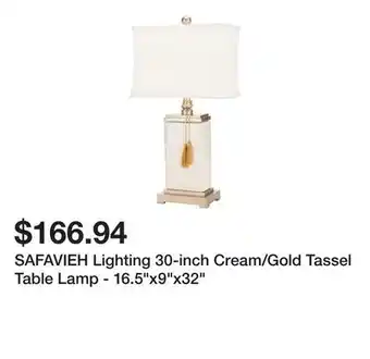 Bed Bath & Beyond SAFAVIEH Lighting 30-inch Cream/Gold Tassel Table Lamp - 16.5x9x32 offer