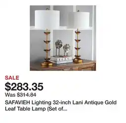 Bed Bath & Beyond SAFAVIEH Lighting 32-inch Lani Antique Gold Leaf Table Lamp (Set of 2) - 14x14x32 offer