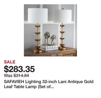 Bed Bath & Beyond SAFAVIEH Lighting 32-inch Lani Antique Gold Leaf Table Lamp (Set of 2) - 14x14x32 offer