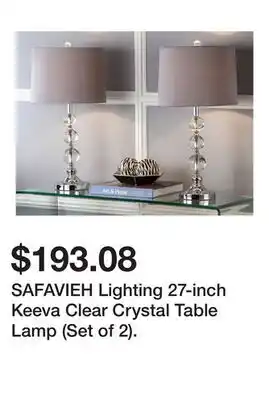 Bed Bath & Beyond SAFAVIEH Lighting 27-inch Keeva Clear Crystal Table Lamp (Set of 2) offer