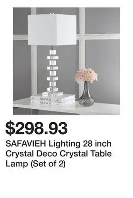 Bed Bath & Beyond SAFAVIEH Lighting 28 inch Crystal Deco Crystal Table Lamp (Set of 2) offer