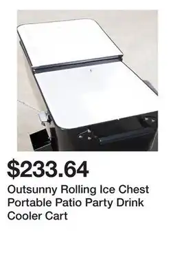 Bed Bath & Beyond Outsunny Rolling Ice Chest Portable Patio Party Drink Cooler Cart offer