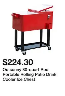 Bed Bath & Beyond Outsunny 80-quart Red Portable Rolling Patio Drink Cooler Ice Chest offer