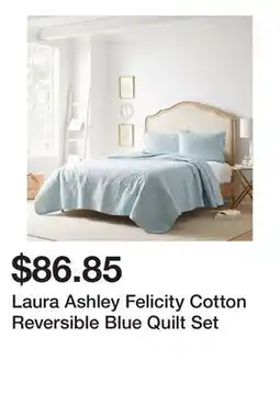 Bed Bath & Beyond Laura Ashley Felicity Cotton Reversible Blue Quilt Set offer