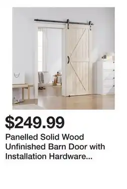 Wayfair Panelled Solid Wood Unfinished Barn Door with Installation Hardware Kit offer