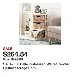 Bed Bath & Beyond SAFAVIEH Halle Distressed White 3 Wicker Basket Storage Unit - 17.3 x 13.4 x 29.5 offer