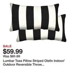 Wayfair Lumbar Toss Pillow Striped Olefin Indoor/Outdoor Reversible Throw Pillow (Set of 2) offer