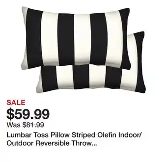 Wayfair Lumbar Toss Pillow Striped Olefin Indoor/Outdoor Reversible Throw Pillow (Set of 2) offer